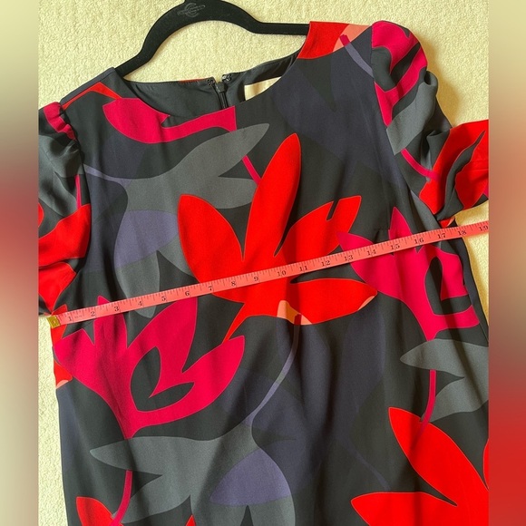 Ann Taylor LOFT floral dress, long sleeve. Dark purple red gray. Women’s Medium - Picture 4 of 5